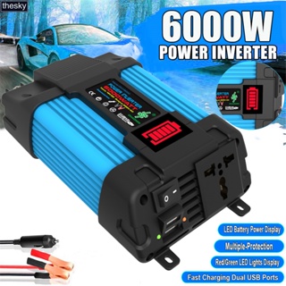 (COD) อินเวอร์เตอร์แปลง 6000W 12V เป็น 220V 110V พร้อมจอแสดงผล LED USB คู่ สําหรับรถยนต์