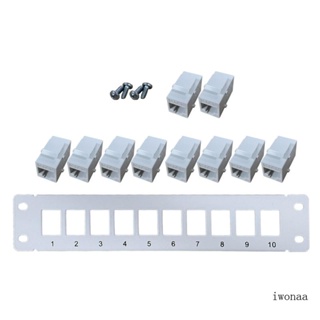 Iwo อะแดปเตอร์สายเคเบิลแจ็คคีย์สโตน CAT5e RJ45 10 พอร์ต