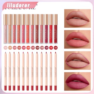 Tulla ยอดนิยม Matte Air Lip Glaze Lip Liner Set ถ้วยไม่ติดไม่ทำให้ลิปกลอสกันน้ำจางหาย HO