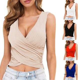 Bettingyou | ` Cami เสื้อครอปท็อป คอวีลึก สําหรับผู้หญิง Y2k