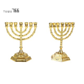 Golden Jewish Menorah เชิงเทียน 7 กิ่ง สําหรับตกแต่งบ้าน