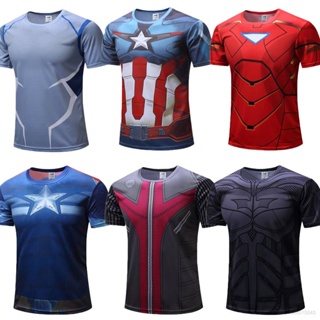 Si เสื้อยืดแขนสั้นลําลอง ทรงหลวม พิมพ์ลาย The Avengers Iron Man Batman พลัสไซซ์