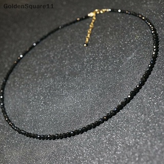 Goldensquare สร้อยคอโชคเกอร์ จี้คริสตัล สีดํา เครื่องประดับ สําหรับผู้หญิง