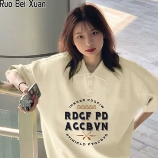 Ruo Bei Xuan เสื้อยืดแขนสั้นพิมพ์ลายใหม่สำหรับผู้หญิง