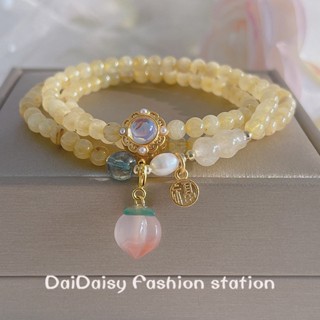 Daidaisy √♥  สร้อยข้อมือ จี้คริสตัล รูปดอกไม้ สีเหลือง สีบลอนด์ เหมาะกับของขวัญ สําหรับผู้หญิง