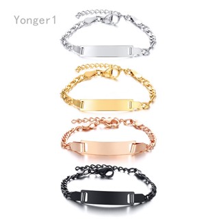 Yonger สร้อยข้อมือ สเตนเลส ทรงโค้ง ปรับได้ สําหรับเด็ก