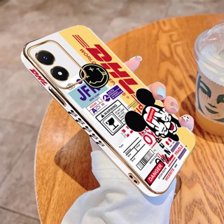 เคสโทรศัพท์มือถือนิ่ม ขอบสี่เหลี่ยม พิมพ์ลายมิกกี้เมาส์ หรูหรา สําหรับ Vivo Y02S Y16 Y22 Y22S Y35 Y55 Y75 Y75 5G