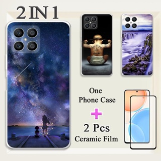 2 IN 1 เคสโทรศัพท์ เซรามิค กันรอยหน้าจอ โค้ง สําหรับ Honor X8 4G