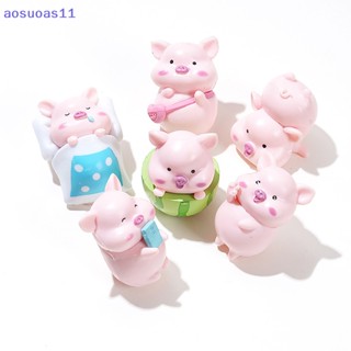 Aosuoas ฟิกเกอร์ตุ๊กตาหมู แตงโม 3D ขนาดเล็ก สําหรับตกแต่งบ้าน โต๊ะ เคสโทรศัพท์ DIY