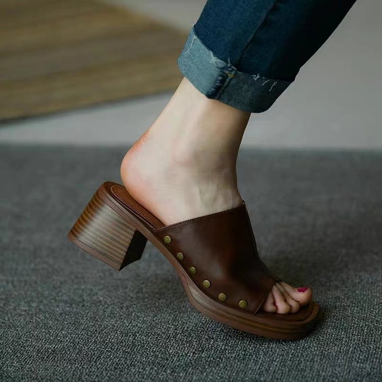 รองเท้าส้นสูง เปิดนิ้วเท้า ส้นหนา กันน้ํา สไตล์เกาหลี สไตล์สุภาพสตรี ขนาด 34-40 - รูปที่ 3