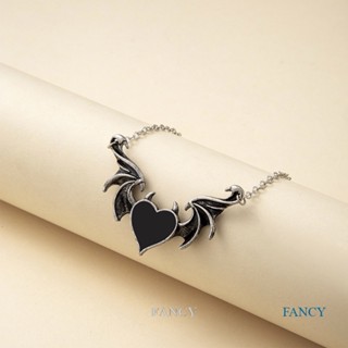 Fancy เครื่องประดับ สร้อยคอ จี้รูปปีศาจปีศาจ หัวใจ หยดน้ํามัน หรูหรา สไตล์เกาหลี โกธิค พังก์ ฮิปฮอป