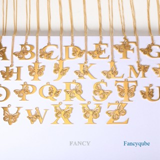 Fancy สร้อยคอสเตนเลส จี้ตัวอักษร A Z สีทอง สีเงิน เครื่องประดับ สําหรับผู้หญิง