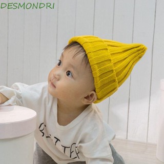 DESMONDRI หมวกบีนนี่ สีพื้น แฟชั่นฤดูใบไม้ร่วง และฤดูหนาว สําหรับเด็กผู้หญิง