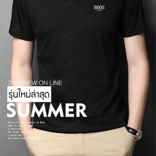 เสื้อยืดโค้ทคอ ผู้ชายสีแดงสำหรับฤดูร้อน