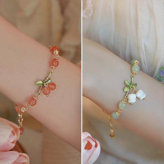 พร้อมส่ง สร้อยข้อมือ ลายดอกทิวลิป ดอกลิลลี่ สไตล์โบราณ