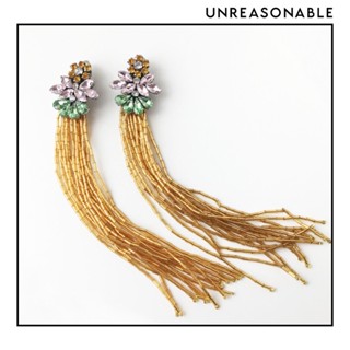 ต่างหูยาว สีทอง ต่างหูคลิป ต่างหูก้านเงินแท้ Unreasonable Accessories UA0754-01