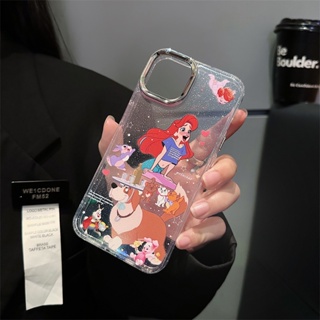 เคสโทรศัพท์มือถือ TPU กันกระแทก ลายการ์ตูนนางเงือกน่ารัก สีชมพู สําหรับ Apple iPhone 13 12promax XS 13 pro 14promax iPhone 78plus XS xr xsmax 6plus