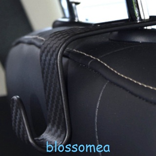 Blossomea ตะขอพนักพิงศีรษะ คาร์บอนไฟเบอร์ สีดํา อุปกรณ์เสริม สําหรับรถยนต์ 4 ชิ้น