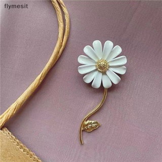 Flymesit ใหม่ เข็มกลัดโลหะ รูปดอกไม้ สีขาว ดอกเดซี่ คุณภาพสูง แฟชั่นสําหรับผู้หญิง และผู้ชาย งานแต่งงาน