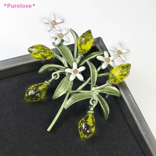 Purelove&gt; ใหม่ เข็มกลัด โลหะผสม รูปเลม่อน ผลไม้ สไตล์วินเทจ สีเขียว เครื่องประดับ สําหรับผู้หญิง