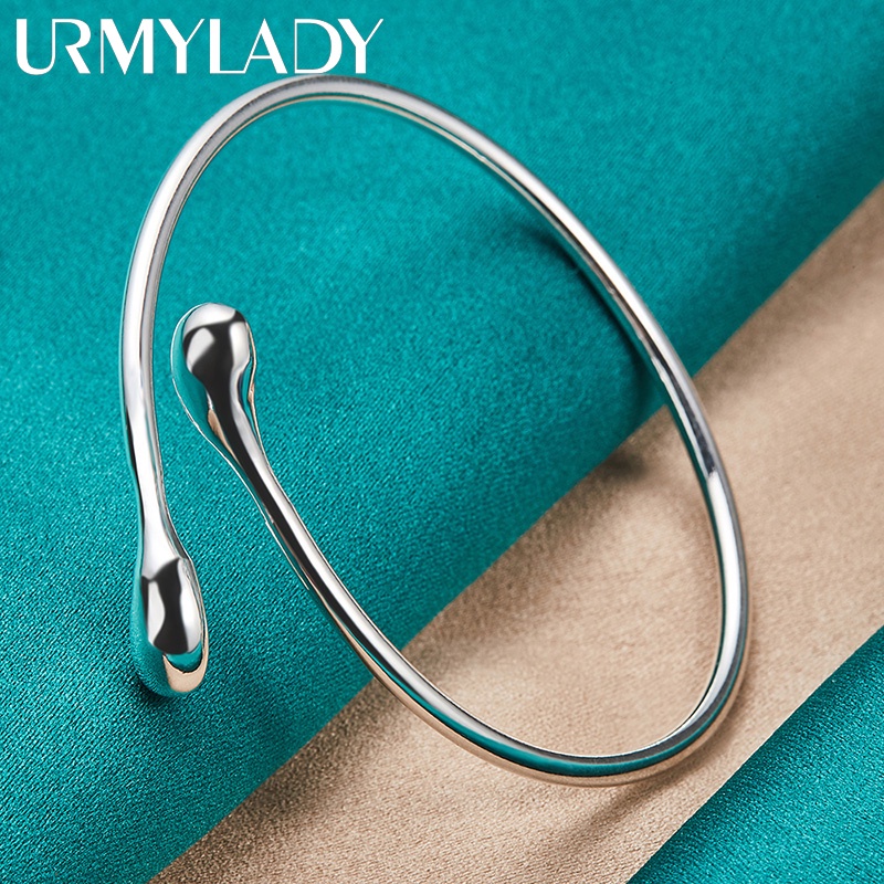 Urmylady กําไลข้อมือเงินแท้ 925 รูปหยดน้ํา เครื่องประดับ สําหรับผู้หญิง งานแต่งงาน ปาร์ตี้