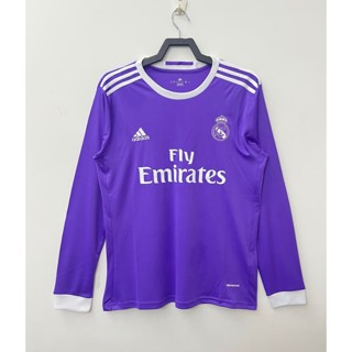 เสื้อกีฬาแขนยาว ลายทีมฟุตบอล Real Madrid 16-17 ชุดเยือน สไตล์เรโทร