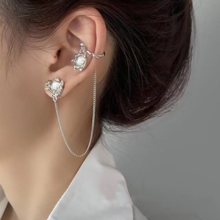 Moonstone ต่างหูแฟชั่น รูปดวงจันทร์ วันพีช หรูหรา เครื่องประดับ