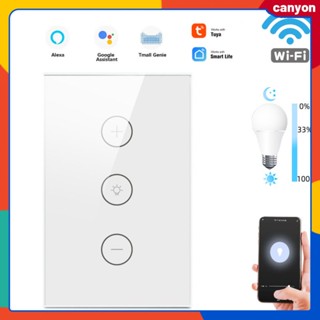 Tuya Smart Wifi Wall Touch Switch พร้อมไฟพื้นหลัง Led การลดแสงและการควบคุมเวลาแบบไม่ต่อเนื่อง รองรับการควบคุมด้วยเสียงทำงานร่วมกับ Google Home และ Alexa canyon