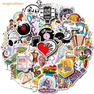 Magicalhour^^ สติกเกอร์ ลายวงร็อค Kawaii สไตล์เรโทร สําหรับตกแต่งกระเป๋าเดินทาง กีตาร์ แล็ปท็อป กระเป๋าเดินทาง สเก็ตบอร์ด DIY 50 ชิ้น