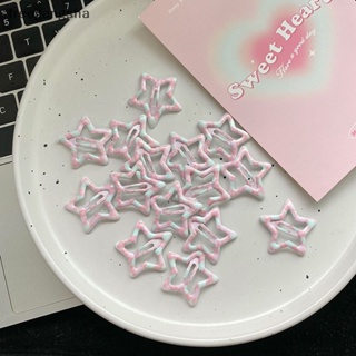 [FREG] 2PCS Ins Style Lattice Pentagram Star Candy Color Hair Clip For Women Harajuku Sweet Cute Bobby Pin Aesthetic Hair Accessories FDH