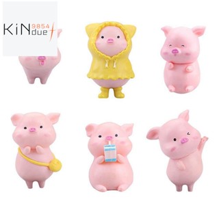 6 ชิ้น สีชมพู พลาสติก หมูน่ารัก DIY งานฝีมือ เรซิ่น หมู ตกแต่งเค้ก นางฟ้า ตกแต่งสวน ตกแต่งปาร์ตี้