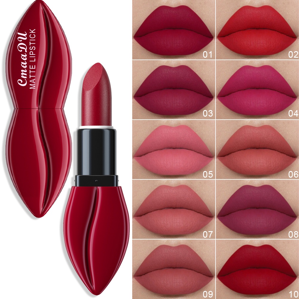 ลิปสติก เนื้อแมตต์ กํามะหยี่ สีแดง ติดทนนาน กันน้ํา