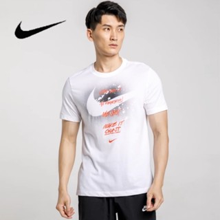 Nike เสื้อยืดแขนสั้นลําลอง ผ้าถัก ทรงหลวม ใส่สบาย แฟชั่นสําหรับผู้ชาย ของแท้ 100%