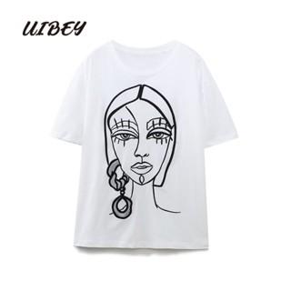 Uibey เสื้อเชิ้ตแฟชั่น พิมพ์ลาย เรียบง่าย อเนกประสงค์ 3361