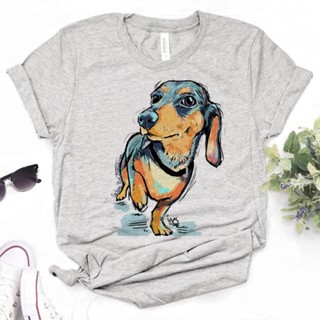 เสื้อยืด พิมพ์ลายกราฟฟิคอนิเมะ Dachshund สไตล์สตรีท สําหรับผู้หญิง