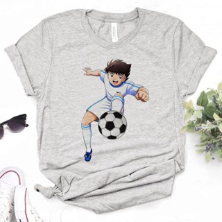 เสื้อยืด พิมพ์ลายกราฟฟิค Captain Tsubasa 2000s สไตล์ฮาราจูกุ สําหรับผู้หญิง