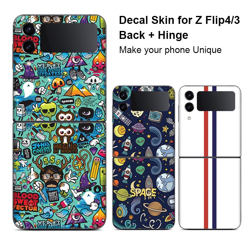 ฟิล์มสติกเกอร์กันรอยหน้าจอ ด้านหลัง ลายการ์ตูน หลากสี สําหรับ Samsung Galaxy Z Flip 4 3 5 3M Flip4 Flip5