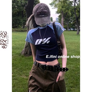 E.ifini เสื้อครอป เสื้อสายเดี่ยว ย้อนยุค y2k 2023 NEW Style 071424