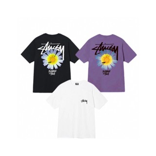 Stussy -Latest เสื้อยืดคอกลม แขนสั้น พิมพ์ลายดอกเดซี่ แบบสวมหัว แฟชั่นคลาสสิก Uiwy