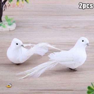 #ROYALLADY#Artificial Doves 2 ชิ้น คลิปตกแต่ง ขนนกโฟม คนรัก เครื่องประดับจําลอง