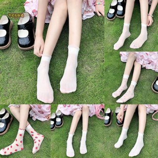 【พร้อมส่ง】ถุงเท้าตาข่าย ลูกไม้ ยืดหยุ่น สําหรับผู้หญิง 6 คู่