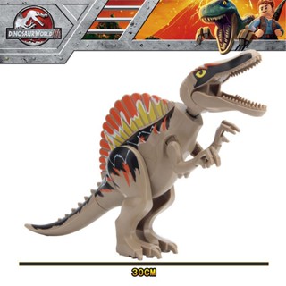 บล็อกตัวต่อเลโก้ไดโนเสาร์ Jurassic World Big Dinosaur Tyrannosaurus Velociraptor Spinosaurus Baryonyx Triceratops BJJV L2RH ขนาด 28*17 ซม.