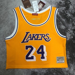 เสื้อกีฬาบาสเก็ตบอล M &amp; N Lakers No. สําหรับผู้หญิง 24 เสื้อกีฬา เสื้อกั๊ก สีเหลือง สไตล์วินเทจ AWJ5 8 ชิ้น