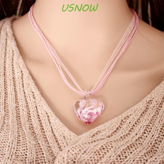 Usnow สร้อยคอผู้หญิง จี้ดอกไม้ แบบเกลียวฝัง