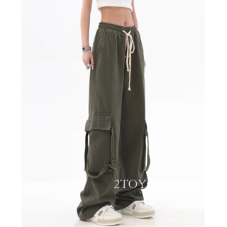 2TOYOUNG Moon กางเกงขายาว คาร์โก้ กางเกง เชือกอเมริกันคลาสิค Cargo pants 2023 NEW 073109 สบาย Comfortable สวย Korean Style A20M009 36Z230909