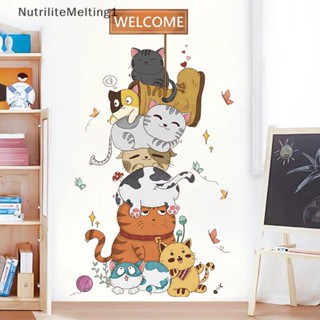 [NutriliteMelting1] สติกเกอร์ติดผนัง ลายการ์ตูนแมว พีระมิดซน สไตล์นอร์ดิก สําหรับตกแต่งผนังห้องเด็ก [TH]