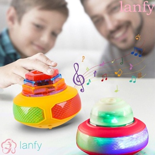 Lanfy ไจโรกระพริบเพลง พลาสติก หมุนได้ เรืองแสง ของเล่นตลก สีสันสดใส สําหรับเด็ก / เด็ก