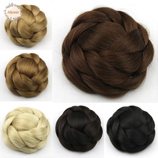 Ahour ผมปลอม สีน้ําตาล อินเทรนด์ วินเทจ ผู้หญิง ฮั่นฝู ผม Chignon เครื่องประดับผม เจ้าสาว ต่อผม หญิงสาว ผมตรง Chignon