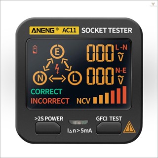 Fw ANENG AC11 เครื่องทดสอบซ็อกเก็ตไฟฟ้า หน้าจอ LCD อเนกประสงค์ RCD NCV