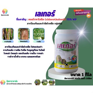 คลอโรทาโลนิล เลเกอร์ 1กิโล สารป้องกันและกำจัดโรคพืช ไฟทอปธอร่า  กาบใบแห้ง ราสนิม ใบขีดใบจุดทุเรียน ใบไหม้ โรคเน่าโคนเน่า